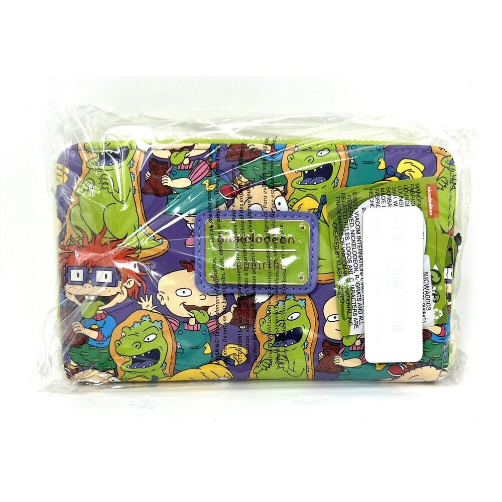 Loungefly Rugrats Wallet Reptar Bar Zip Around Wallet NWT Allover Print AOP